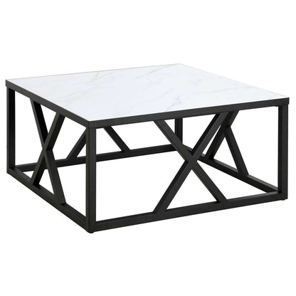 Hudson & Canal - Jedrek 35 Wide Square Coffee Table with Faux Marble Top in Blackened Bronze - CT1832 veiw 1