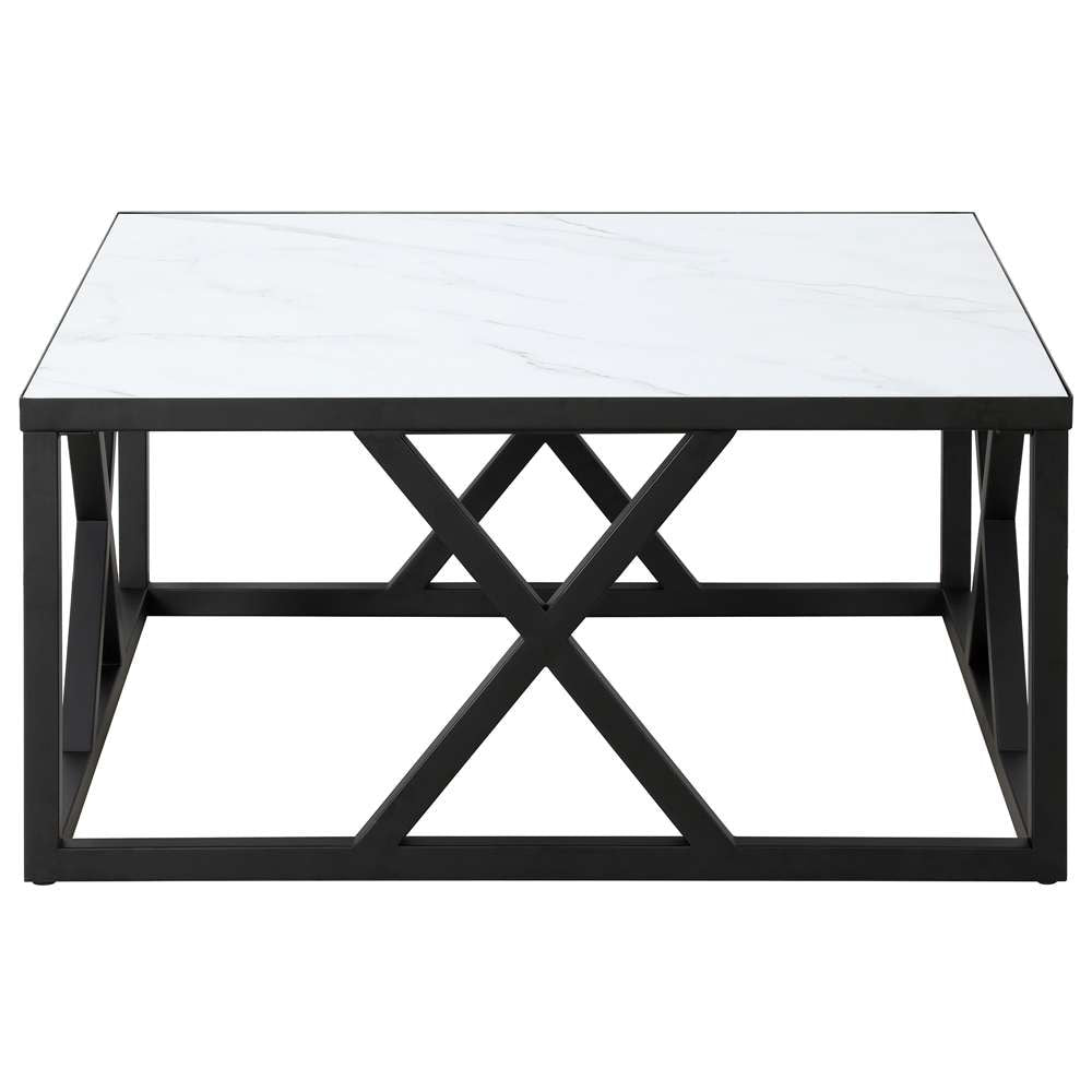 Hudson & Canal - Jedrek 35 Wide Square Coffee Table with Faux Marble Top in Blackened Bronze - CT1832 veiw 3