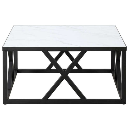 Hudson & Canal - Jedrek 35 Wide Square Coffee Table with Faux Marble Top in Blackened Bronze - CT1832 veiw 3