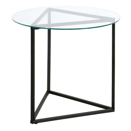 Hudson & Canal - Jenson 24in Wide Round Side Table with Glass Top in Blackened Bronze - ST1468 veiw 1