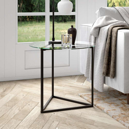 Hudson & Canal - Jenson 24in Wide Round Side Table with Glass Top in Blackened Bronze - ST1468 veiw 2