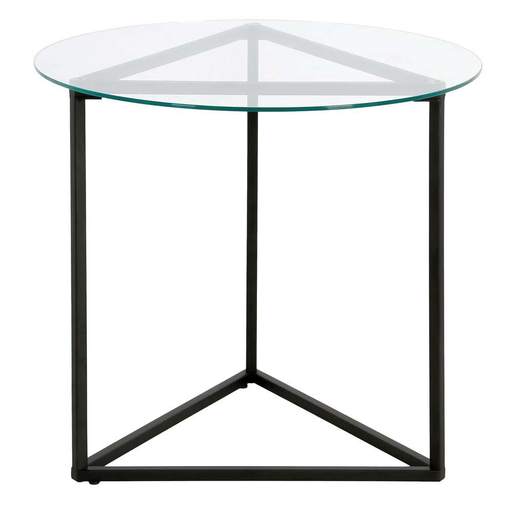 Hudson & Canal - Jenson 24in Wide Round Side Table with Glass Top in Blackened Bronze - ST1468 veiw 3
