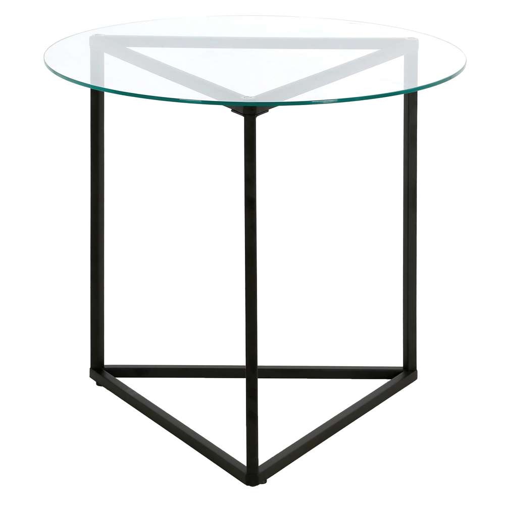 Hudson & Canal - Jenson 24in Wide Round Side Table with Glass Top in Blackened Bronze - ST1468 veiw 5
