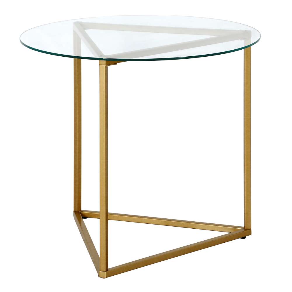 Hudson & Canal - Jenson 24in Wide Round Side Table with Glass Top in Brass - ST1469 veiw 1