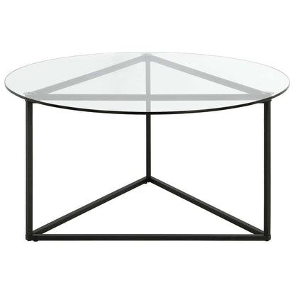 Hudson & Canal - Jenson 35in Wide Round Coffee Table with Glass Top in Blackened Bronze - CT1208 veiw 1