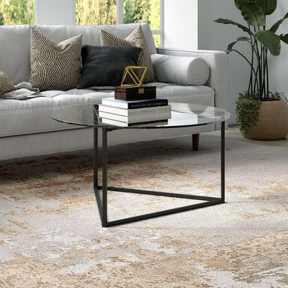 Hudson & Canal - Jenson 35in Wide Round Coffee Table with Glass Top in Blackened Bronze - CT1208 veiw 2
