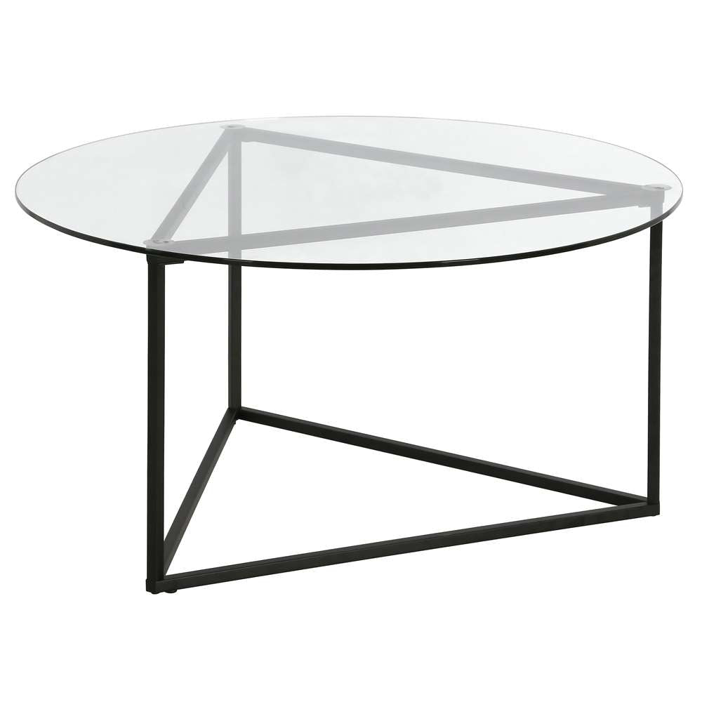 Hudson & Canal - Jenson 35in Wide Round Coffee Table with Glass Top in Blackened Bronze - CT1208 veiw 4