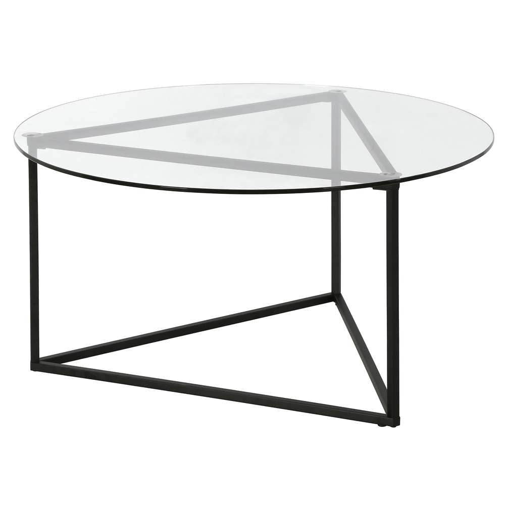 Hudson & Canal - Jenson 35in Wide Round Coffee Table with Glass Top in Blackened Bronze - CT1208 veiw 5