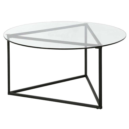 Hudson & Canal - Jenson 35in Wide Round Coffee Table with Glass Top in Blackened Bronze - CT1208 veiw 5