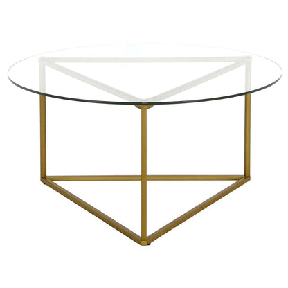 Hudson & Canal - Jenson 35in Wide Round Coffee Table with Glass Top in Brass - CT1209 veiw 1
