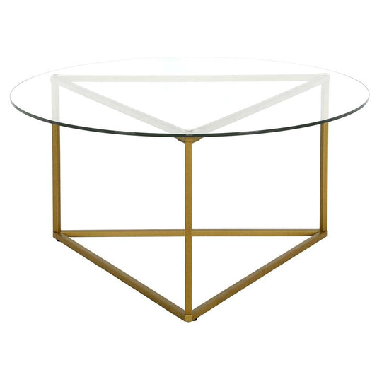 Hudson & Canal - Jenson 35in Wide Round Coffee Table with Glass Top in Brass - CT1209 veiw 1