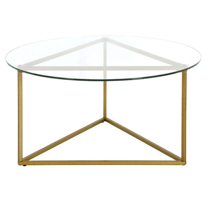 Hudson & Canal - Jenson 35in Wide Round Coffee Table with Glass Top in Brass - CT1209 veiw 3