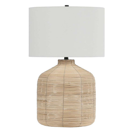 Hudson & Canal - Jolina 27in Tall Oversized/Rattan Table Lamp with Fabric Shade in Natural Rattan/White - TL0658 veiw 1