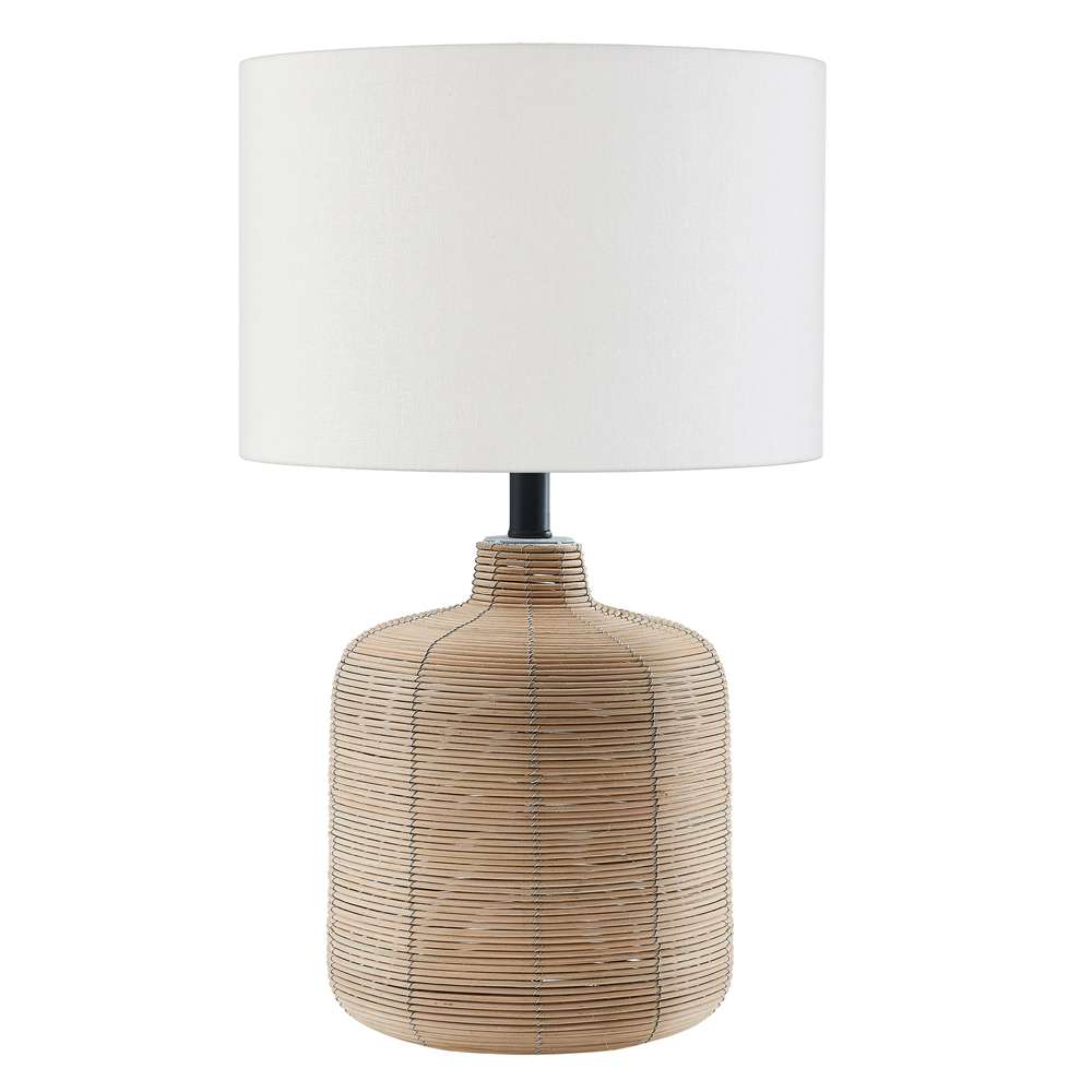 Hudson & Canal - Jolina 20.5in Tall Petite/Rattan Table Lamp with Fabric Shade in Natural Rattan/White - TL0659 veiw 1