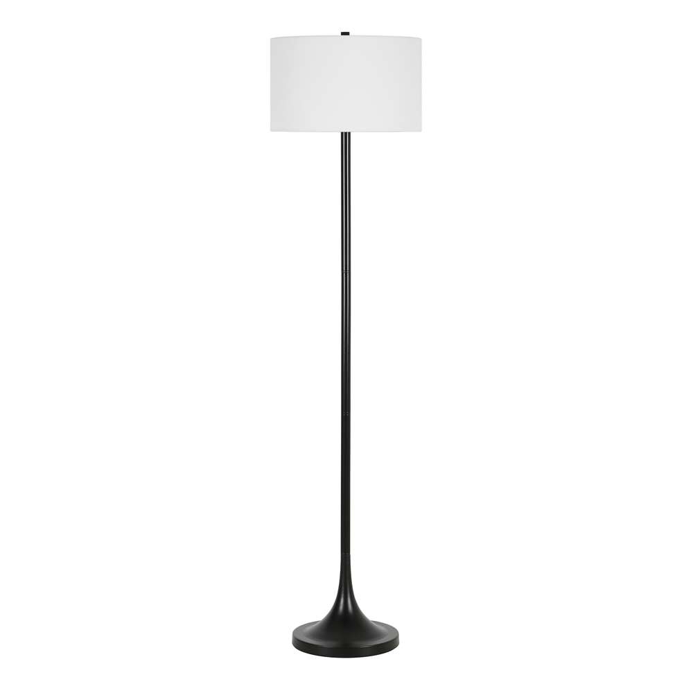 Hudson & Canal - Josephine 62in Tall Floor Lamp with Fabric Shade in Blackened Bronze/White - FL0549 veiw 1