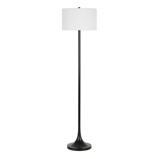 Hudson & Canal - Josephine 62in Tall Floor Lamp with Fabric Shade in Blackened Bronze/White - FL0549 veiw 1