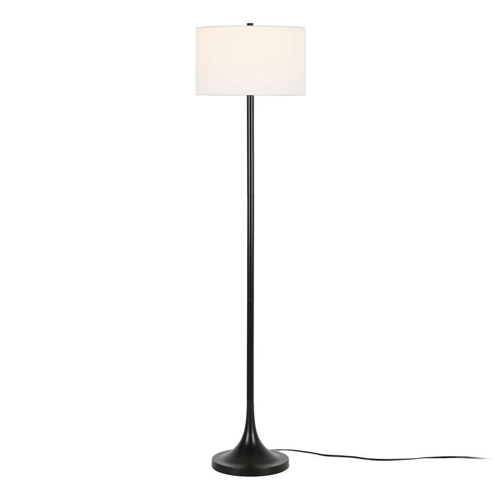 Hudson & Canal - Josephine 62in Tall Floor Lamp with Fabric Shade in Blackened Bronze/White - FL0549 veiw 4