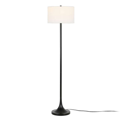 Hudson & Canal - Josephine 62in Tall Floor Lamp with Fabric Shade in Blackened Bronze/White - FL0549 veiw 4