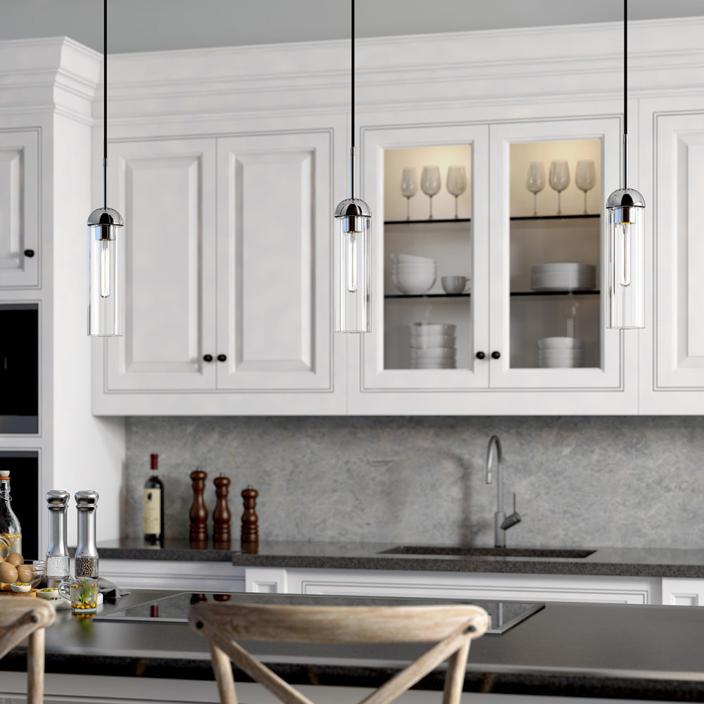 Hudson & Canal - Kagan 3.5in Wide Pendant with Glass Shade in Polished Nickel/Clear - PD0649