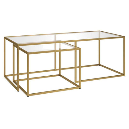 Hudson & Canal - Kennedy Rectangular Nested Coffee Table in Brass - CT1491 veiw 1