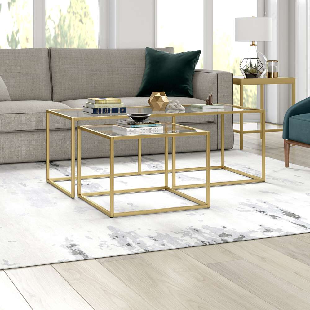 Hudson & Canal - Kennedy Rectangular Nested Coffee Table in Brass - CT1491 veiw 2
