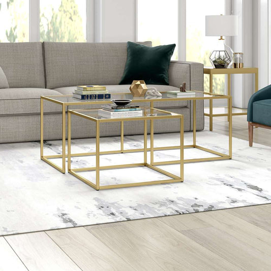 Hudson & Canal - Kennedy Rectangular Nested Coffee Table in Brass - CT1491 veiw 2