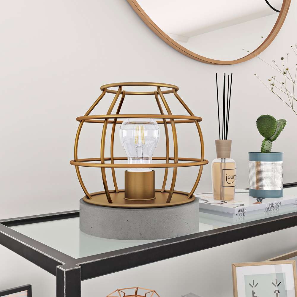 Hudson & Canal - Kennet 9in Tall Concrete Pedestal Table Lamp with No Shade in Brass/Concrete/No Shade - TL0030 veiw 2