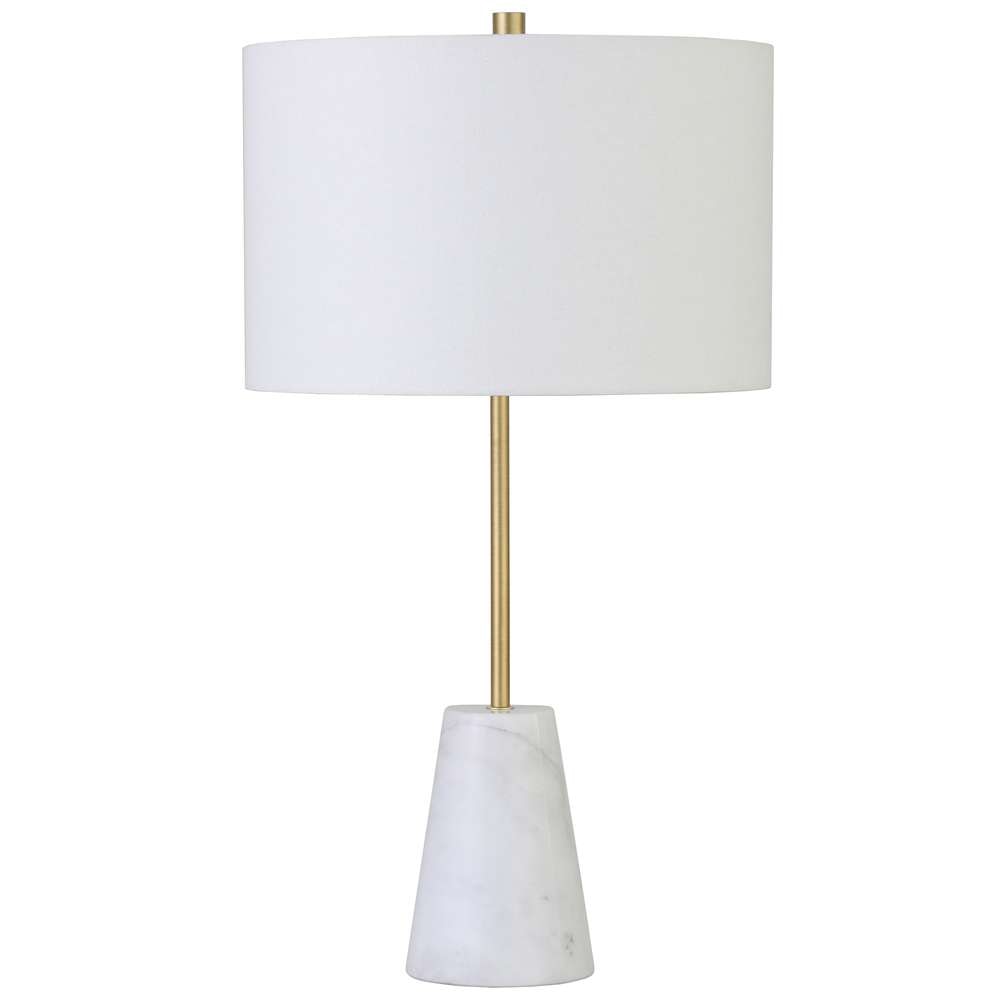 Hudson & Canal - Killian 25.5in Marble Table Lamp with Fabric Shade in Brushed Brass - TL1743 veiw 1