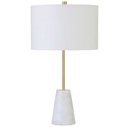 Hudson & Canal - Killian 25.5in Marble Table Lamp with Fabric Shade in Brushed Brass - TL1743 veiw 1