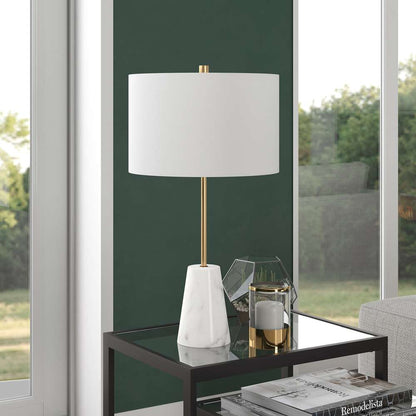Hudson & Canal - Killian 25.5in Marble Table Lamp with Fabric Shade in Brushed Brass - TL1743 veiw 2