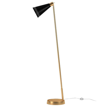 Hudson & Canal - Kintam 62.25in Tall Floor Lamp with Metal Shade in Brushed Brass/Matte Black - FL1500 veiw 4
