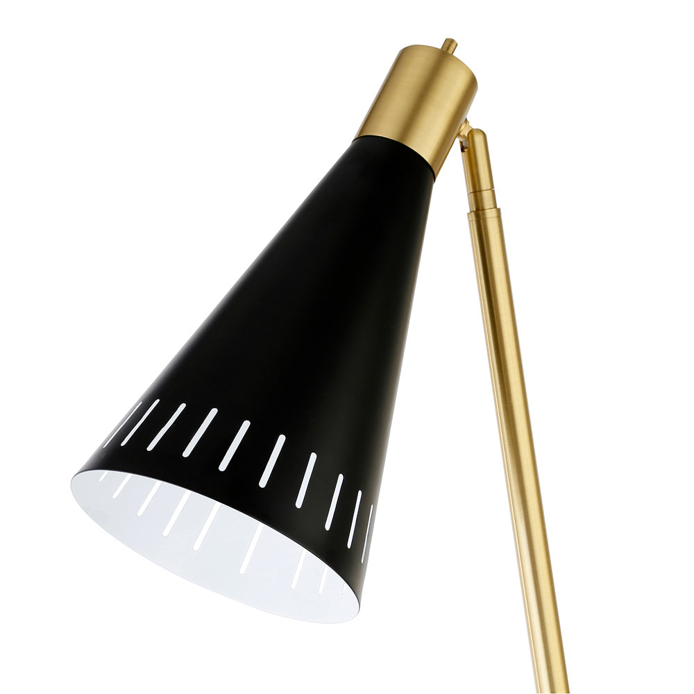 Hudson & Canal - Kintam 62.25in Tall Floor Lamp with Metal Shade in Brushed Brass/Matte Black - FL1500