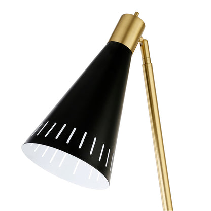 Hudson & Canal - Kintam 62.25in Tall Floor Lamp with Metal Shade in Brushed Brass/Matte Black - FL1500