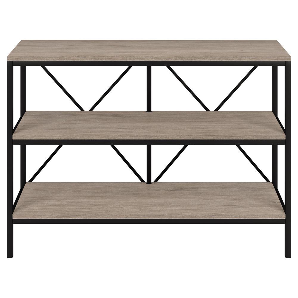 Hudson & Canal - Kira 42in Wide Rectangular Console Table in Blackened Bronze/Antiqued Gray Oak - AT1881 veiw 2