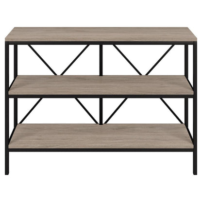 Hudson & Canal - Kira 42in Wide Rectangular Console Table in Blackened Bronze/Antiqued Gray Oak - AT1881 veiw 2
