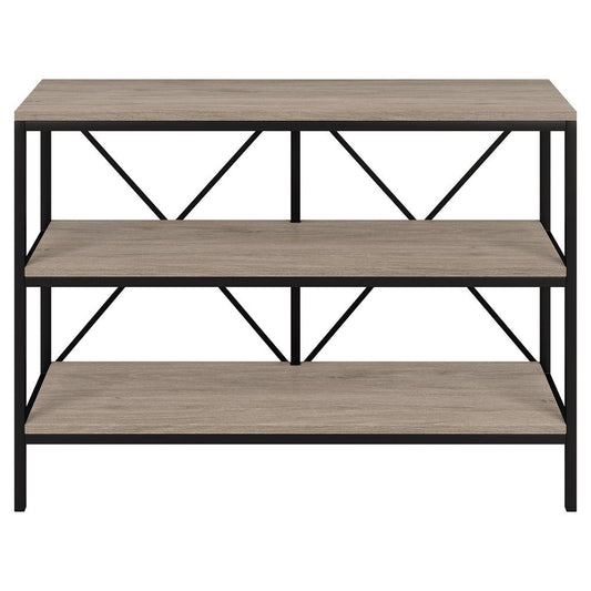 Hudson & Canal - Kira 42in Wide Rectangular Console Table in Blackened Bronze/Antiqued Gray Oak - AT1881 veiw 2