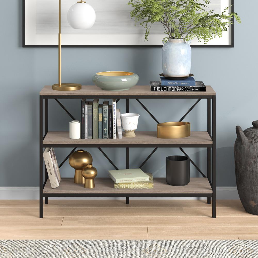 Hudson & Canal - Kira 42in Wide Rectangular Console Table in Blackened Bronze/Antiqued Gray Oak - AT1881 veiw 4