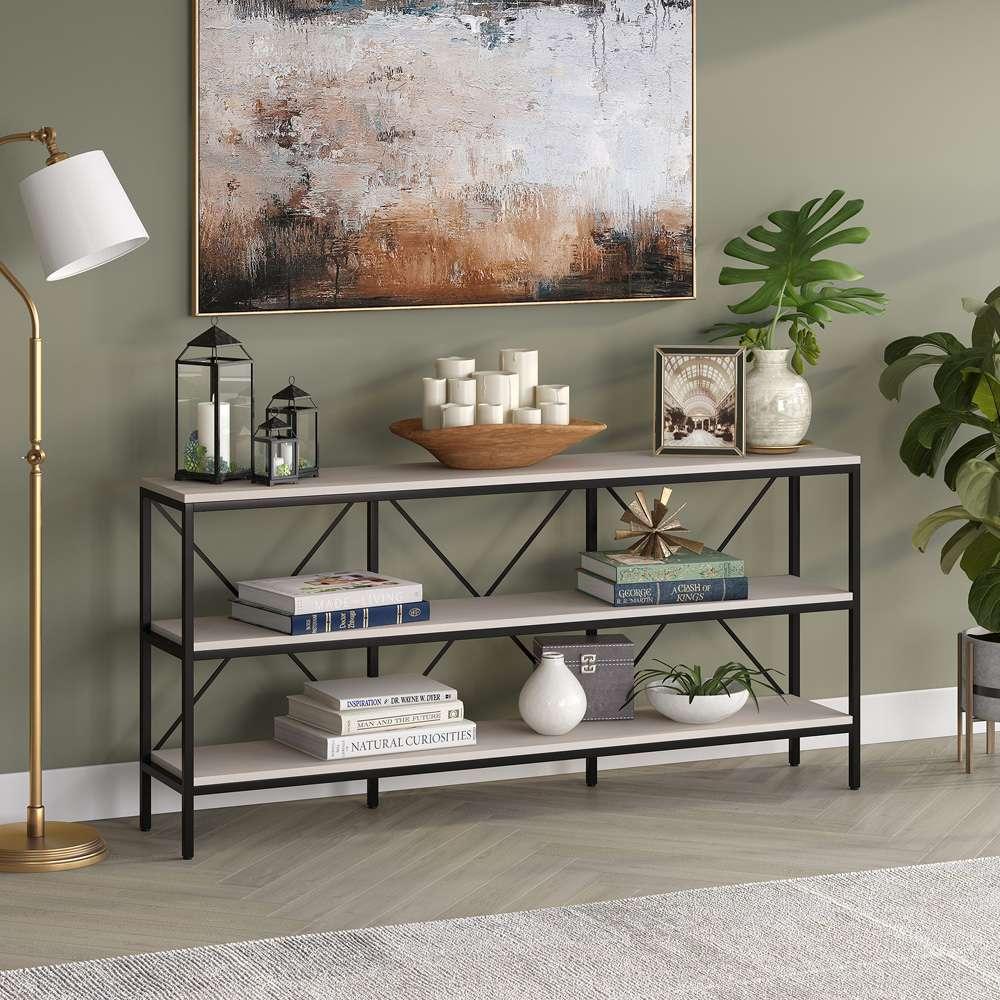 Hudson & Canal - Kira 64in Wide Rectangular Console Table In Blackened Bronze/Alder White - AT2153 veiw 5