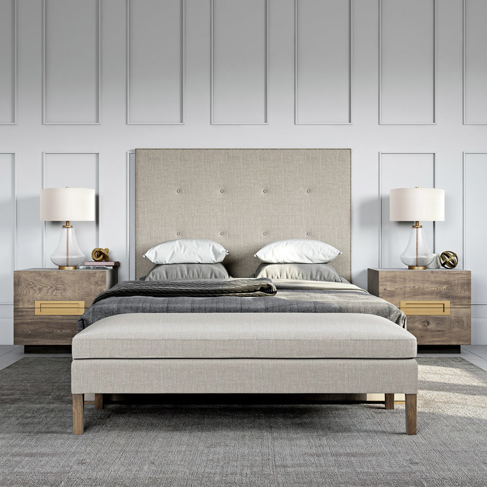Hudson & Canal - Lagos 23in Tall Table Lamp with Fabric Shade in Seeded Glass/Brushed Brass/White - TL0155