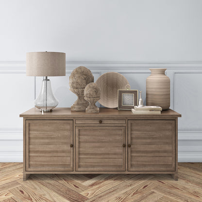 Hudson & Canal - Lagos 23in Tall Table Lamp with Fabric Shade in Seeded Glass/Polished Nickel/Flax - TL0101