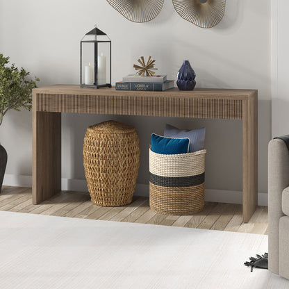 Hudson & Canal - Lawrence 55in Wide Rectangular Console Table in Antiqued Gray Oak - AT2239