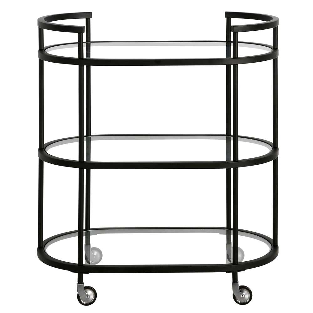 Hudson & Canal - Leif 30in Wide Oval Bar Cart in Blackened Bronze - BC1146 veiw 3