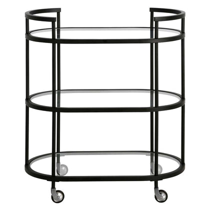 Hudson & Canal - Leif 30in Wide Oval Bar Cart in Blackened Bronze - BC1146 veiw 3