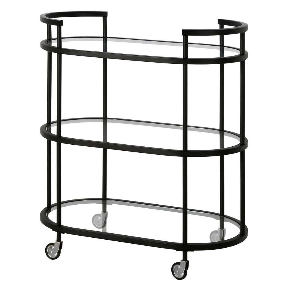 Hudson & Canal - Leif 30in Wide Oval Bar Cart in Blackened Bronze - BC1146 veiw 4