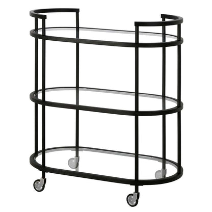 Hudson & Canal - Leif 30in Wide Oval Bar Cart in Blackened Bronze - BC1146 veiw 4
