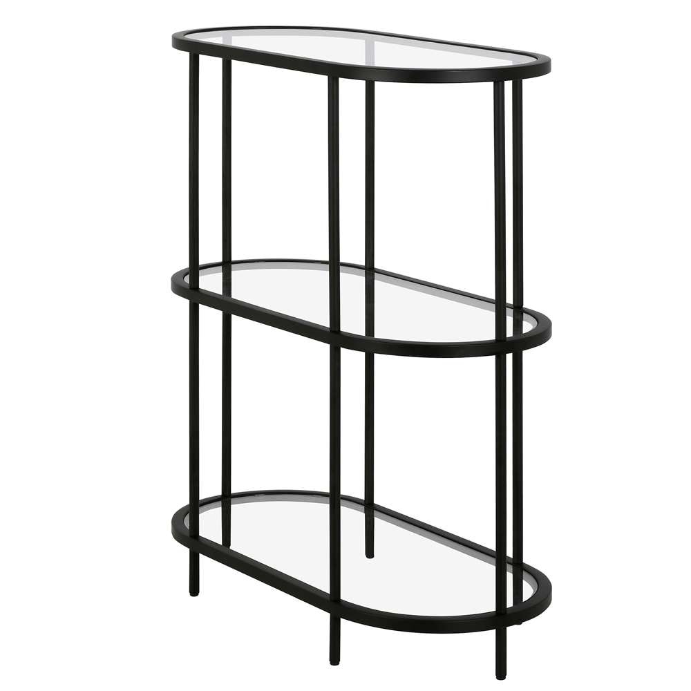 Hudson & Canal - Leif 30in Wide Oval Bookcase in Blackened Bronze - BK1056 veiw 1