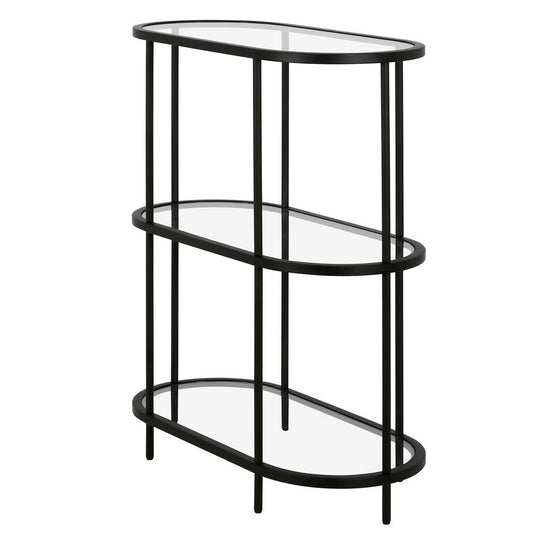Hudson & Canal - Leif 30in Wide Oval Bookcase in Blackened Bronze - BK1056 veiw 1