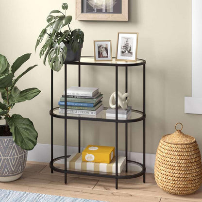 Hudson & Canal - Leif 30in Wide Oval Bookcase in Blackened Bronze - BK1056 veiw 2