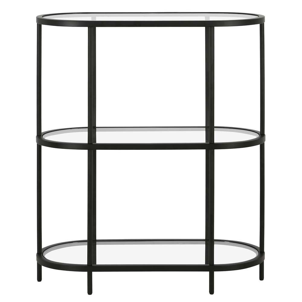 Hudson & Canal - Leif 30in Wide Oval Bookcase in Blackened Bronze - BK1056 veiw 3