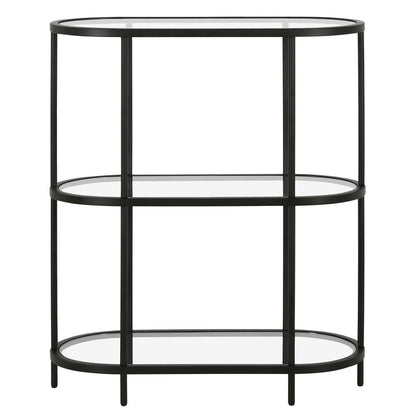 Hudson & Canal - Leif 30in Wide Oval Bookcase in Blackened Bronze - BK1056 veiw 3